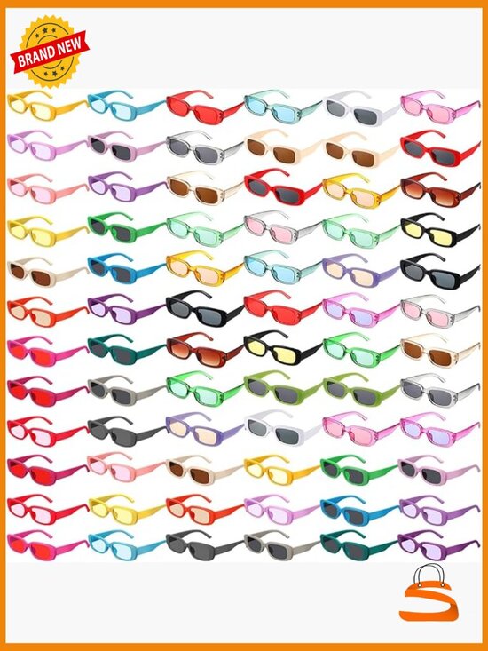 72-Pack Retro Rectangular Sunglasses - Y2K Trendy Driving Glasses Bulk Set main image 5